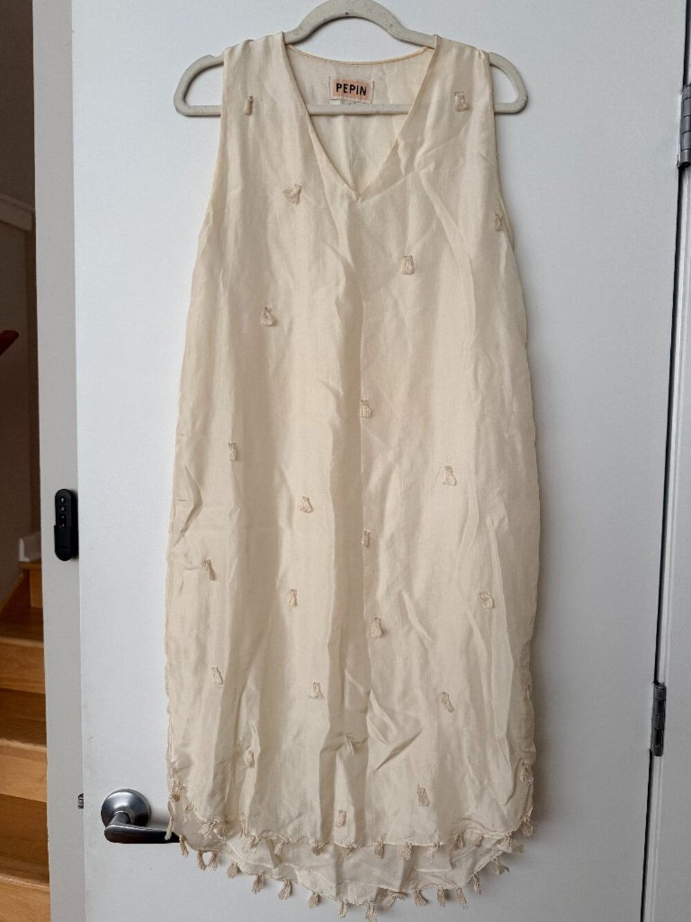 Pepin Silk Midi Sleeveless Cream Dress